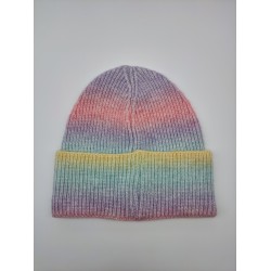 Knitted Cap With Bold Line Gradient Color