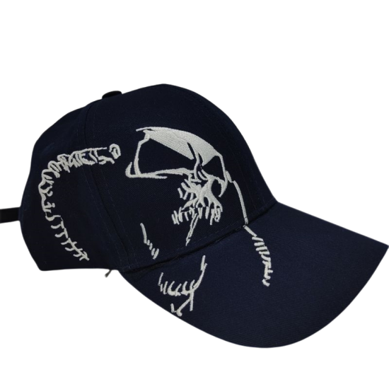 Navy blue skull embroidered baseball cap