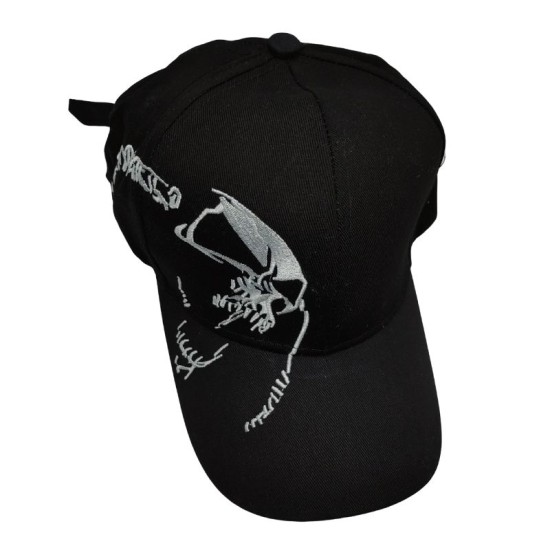 Black skull embroidered baseball cap