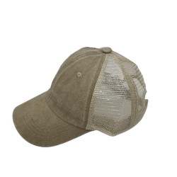 Khaki do old washed cotton solid color light plate mesh cap baseball cap