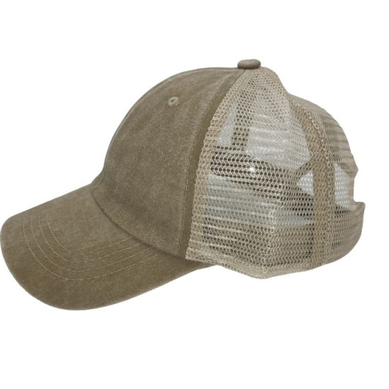 Khaki do old washed cotton solid color light plate mesh cap baseball cap