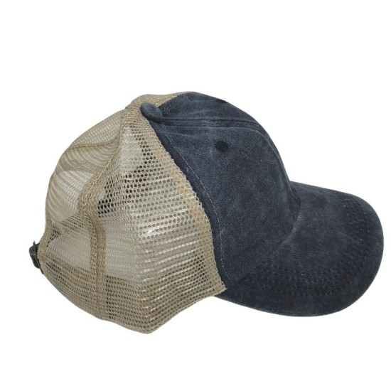 Navy blue do old washed cotton solid color light plate mesh cap baseball cap