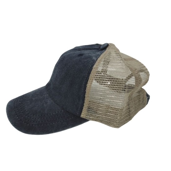 Navy blue do old washed cotton solid color light plate mesh cap baseball cap