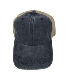 Navy blue do old washed cotton solid color light plate mesh cap baseball cap