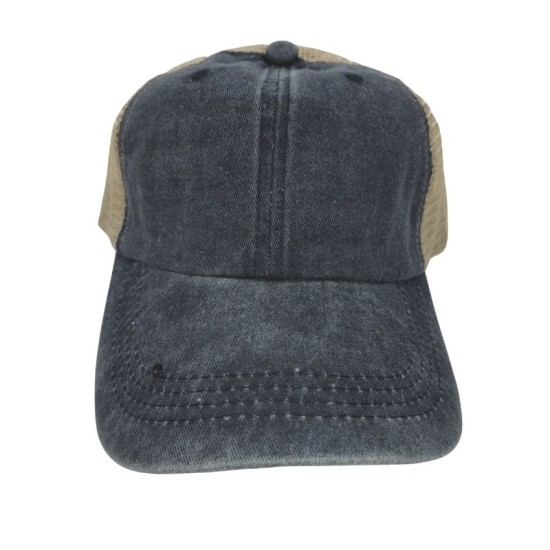 Navy blue do old washed cotton solid color light plate mesh cap baseball cap