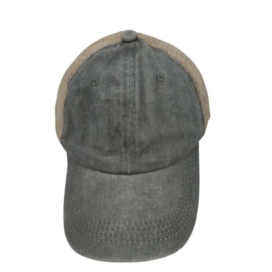 Gray do old washed cotton solid color light plate mesh cap baseball cap