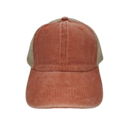 Orange do old washed cotton solid color light plate mesh cap baseball cap