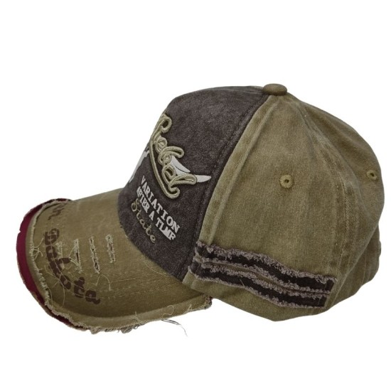 Old khaki bullhead baseball cap