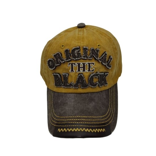 Yellow original black washed Cowboy baseball cap