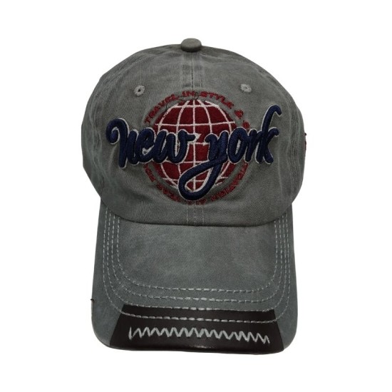 Gray lettered baseball cap