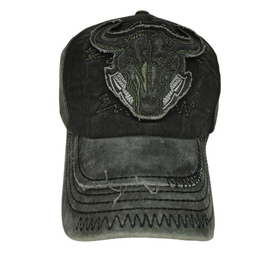 Black cloth bullhead baseball cap