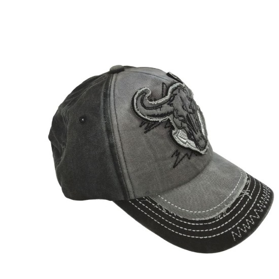 Grey cloth bullhead baseball cap