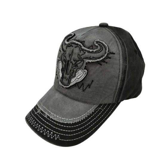 Grey cloth bullhead baseball cap