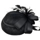 Black feather retro small bowler hat