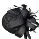 Black feather retro small bowler hat