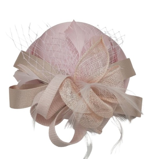 Pink feather retro small bowler hat