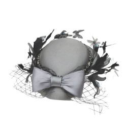 Gray French bow small bow hat