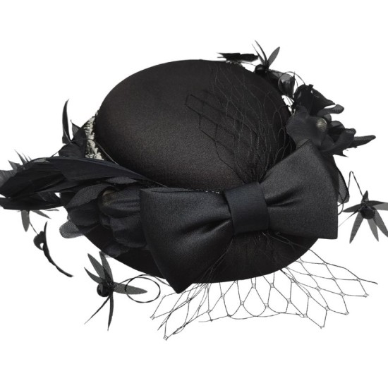 Black French bow small bow hat