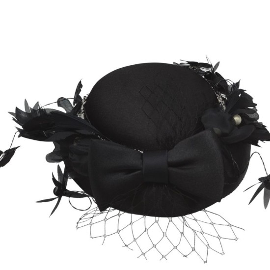 Black French bow small bow hat