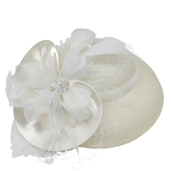 White French style elegant mesh bowler hat