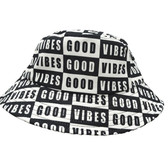 Large black and white letter paneling Fisherman's hat