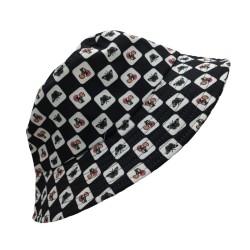 Butterfly black and white splicing checkerboard Fisherman's hat  