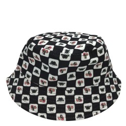 Butterfly black and white splicing checkerboard Fisherman's hat  